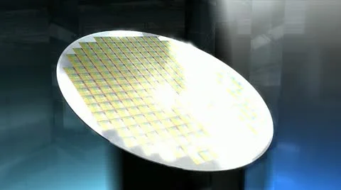Artist recreation Microchip silicon wafer. Matte included. Stock Footage