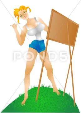 Artist with red hair Stock Illustration