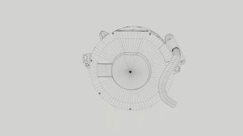 Artist rendering EV motor, high performance electric vehicle motor, wireframe. Stock Footage 194522605