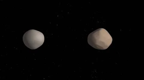 Artist s concept of what binary asteroid 2017 YE5 might look like. The two... Stock Photos