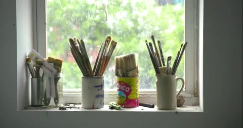 Artist Studio - brushes Stock Footage 166478520