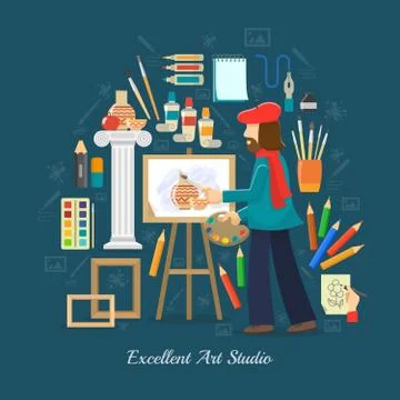 Artist Studio Concept Stock Illustration