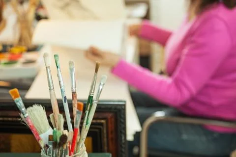 Artist in studio Stock Photos