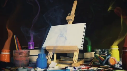 Artist Table Stock Footage 74008560