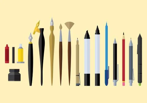 Artist tools flat design Stock Illustration