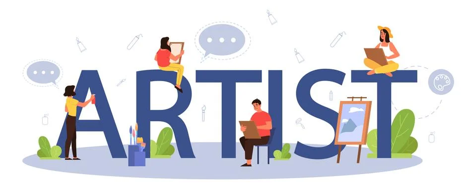 Artist typographic header concept. Idea of creative people Stock Illustration