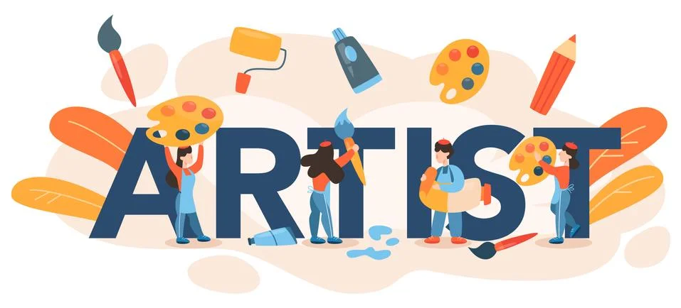 Artist typographic header. Idea of creative people and profession. Stock Illustration