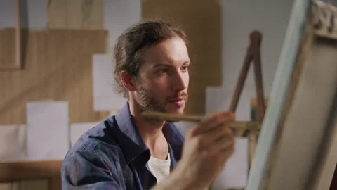 Artist Uses Drawing in Studio to Reduce Stress and Improve Mental Health Stock Footage 291899362