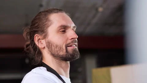 Artist using brush to create a piece of emotional contemporary artwork. Stock Footage 238596656