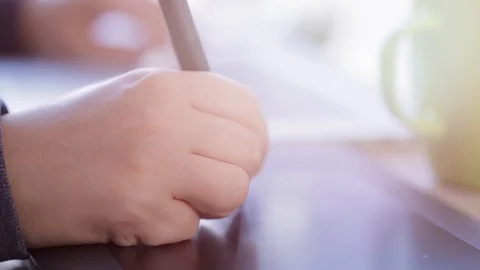 Artist using drawing tablet Video stock 97235004