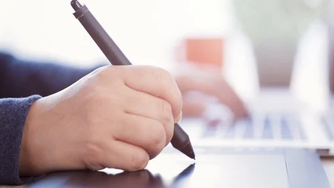 Artist using drawing tablet Video stock 97238746