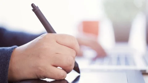 Artist using drawing tablet Video stock 97238812