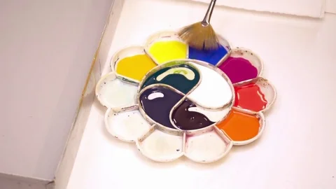 An artist using ebru technique for making picture Stock Footage 74718601