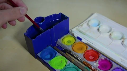 Artist using Watercolors Stock Footage 82203563