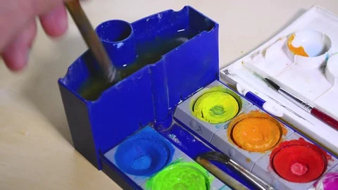 Artist using Watercolors Stock Footage 82203636