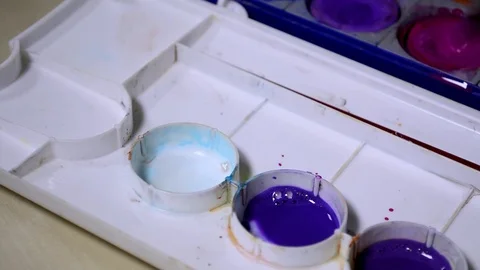 Artist using Watercolors Stock Footage 82203832