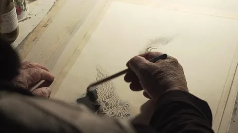 An artist at work, drawing Stock Footage 166634769