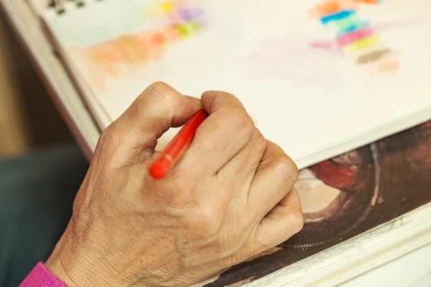 Artist working, close-up Stock Photos