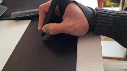 Artist Working on Digital Tablet with Stylus Stock Footage 331456641