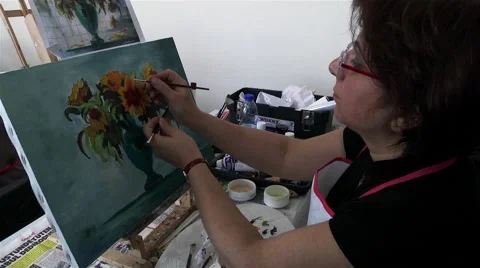 Artist Working In The Studio Stock Footage 45986737