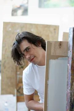 Artist working in studio Stock Photos