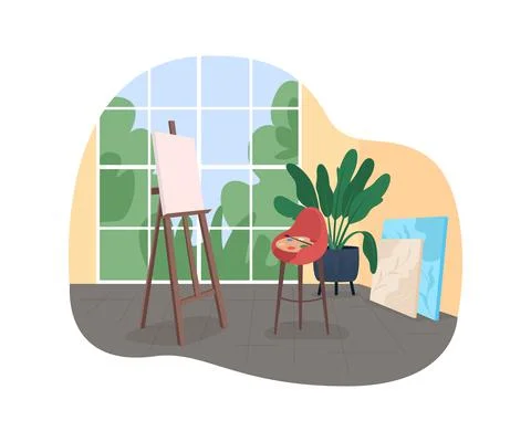 Artist workshop 2D vector web banner, poster Stock-Illustration
