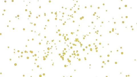 Artistic 2D yellow circles drifting forward on white. Stockbeeldmateriaal 335424534