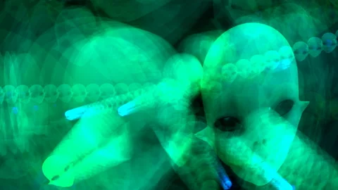 Artistic 3D Animation of Alien Heads Stock Footage 148265062