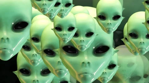 Artistic 3D Animation of Alien Heads Stock Footage 148268368