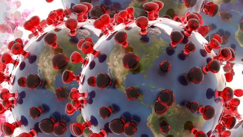 Artistic 3D animation of the coronavirus Stock Footage 141468699