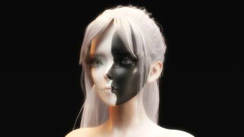 Artistic 3D Animation of a morphing Face Stock Footage 160916561