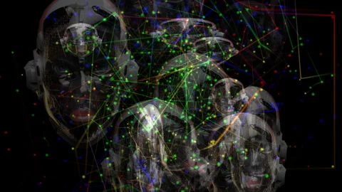 Artistic 3D animation of robots with artificial intelligence Stock Footage 244234446