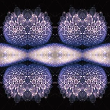 Artistic 3d computer generated fractals of an exotic glowing flowers pattern  Stock Illustration