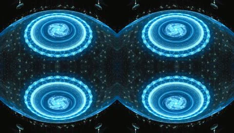 Artistic 3d computer generated fractals spiral cyan balls artwork Stock Illustration