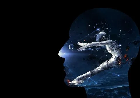 Artistic 3d Computer Generated Illustration Of A Galactic Abstract Human Arti Stock Illustration
