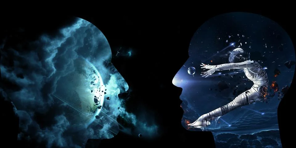 Artistic 3d Computer Generated Illustration Of A Galactic Abstract Human Arti Stock Illustration