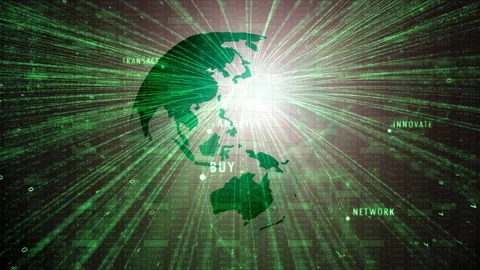 Artistic 3d green earth sphere with business data animation Vídeos de archivo 334816448