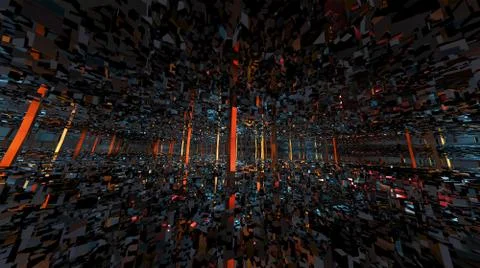 Artistic 3d illustration of a big data complex fractal visualization system Stock Illustration