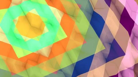 An artistic 3d illustration of a multicolored lowpoly backdrop with a set of  Illustrazione stock