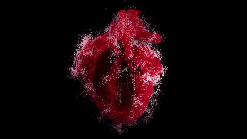 Artistic 3D Pulsing Heart Render. The heart is beating and around it is Stock Footage 170168112