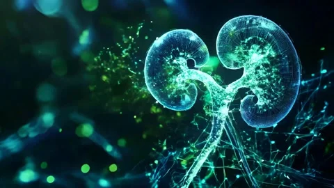 Artistic 3D rendering of human kidneys, a vital organ in the human body Stock Footage 319077647