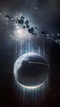 Artistic 3d rendering illustration of asteroids hitting earth Stock Illustration