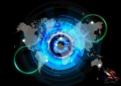 Artistic 3d Rendering Illustration Of An Energetic World Map Stock Illustration