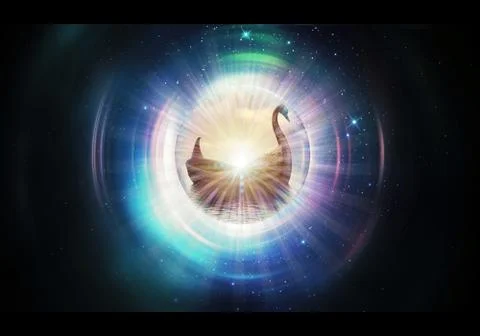 Artistic 3d rendering illustration of a window to another dimension through o Stock Illustration