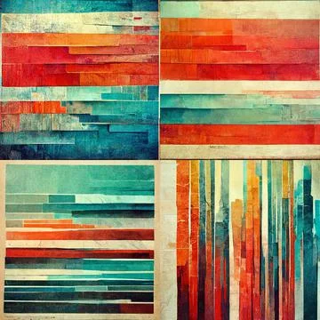 Artistic abstract artwork set, textures lines stripe pattern design. Illustrazione stock