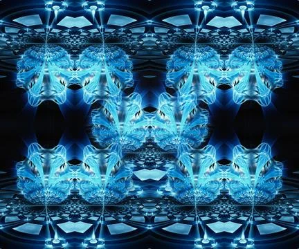 Artistic abstract beautiful 3d computer generated blue flowers fractal effect Stock Illustration