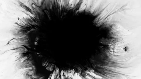 An Artistic Abstract Black Ink Splash on a Crisp White Background for Stunning Stock Footage 305990068