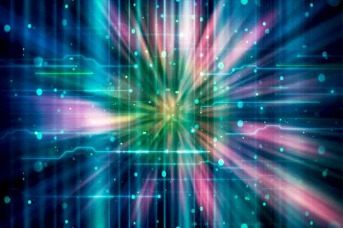 Artistic Abstract Multicolored Modern Technology Visualization Artwork Stock Illustration