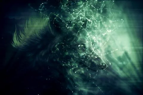 Artistic Abstract Multicolored Powerful Wolf Background Stock Illustration