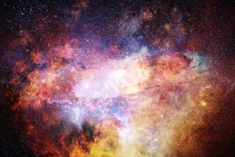 Artistic Abstract Multicolored Smooth Galaxy With A Glowing Center Background Stock Photos
